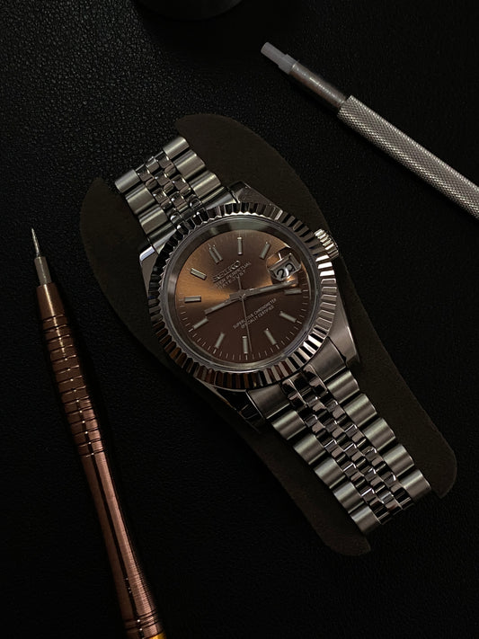 DateJust Brown Sunburst - Custom Seiko NH35 Automatic Watch